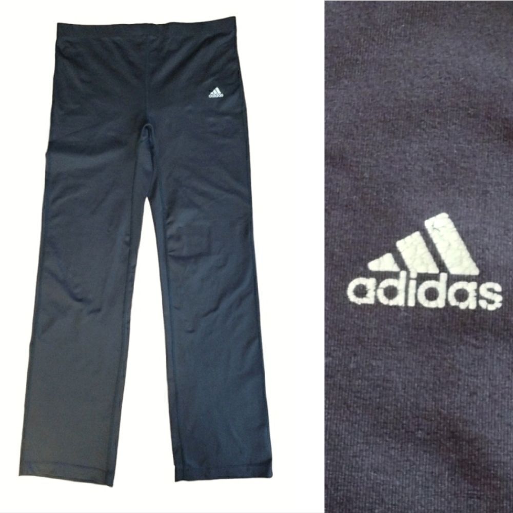VTG Y2K Adidas Black High Rise Straight Leg Workout Leggings Pants XL